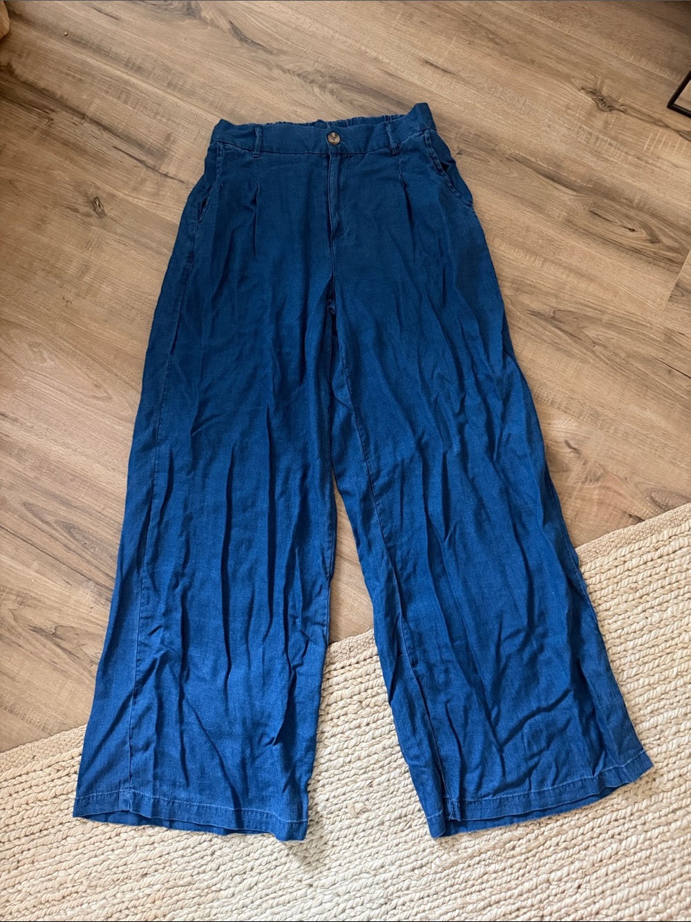 Stitch + Feather Wide Leg Women's Jeans - Deep Blue